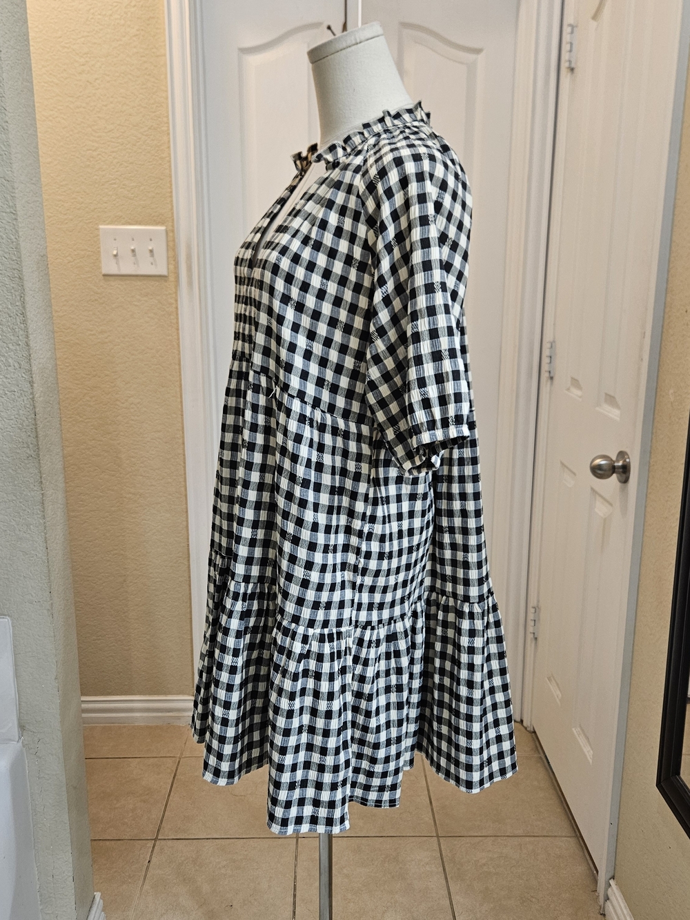BB Dakota Steve Madden Gingham Tiered Dress – Size M - Picture 7 of 10